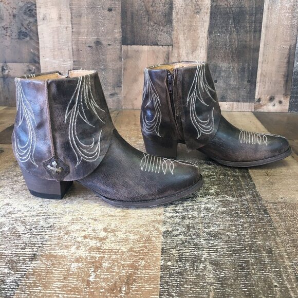 Old Gringo OG Brown Ankle Cowboy Boots Booties Womens 7.5 B - Picture 10 of 12